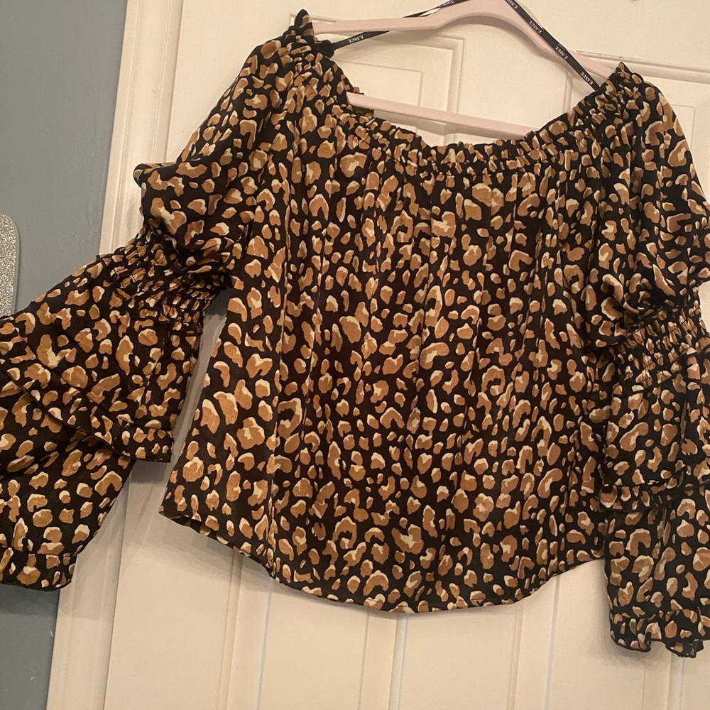 Cheetah Print off the shoulder top